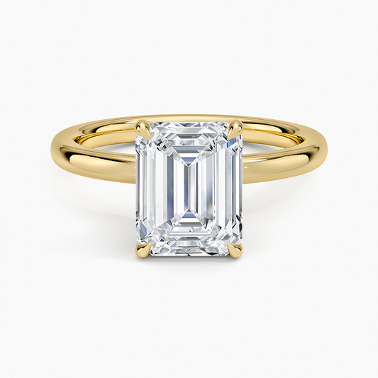 Celeste Rise Emerald Cut Hidden Halo Engagement Ring