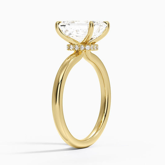 Celeste Rise Emerald Cut Hidden Halo Engagement Ring
