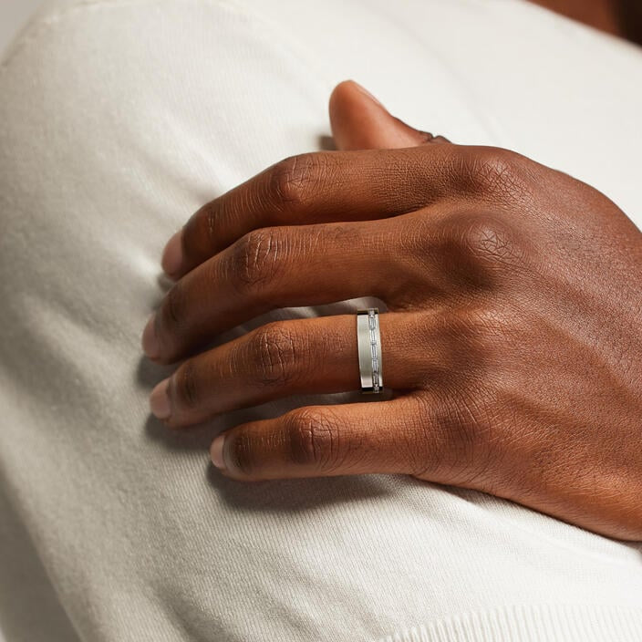 5.5 mm Channel-Set Baguette Moissanite Men’s Wedding Band
