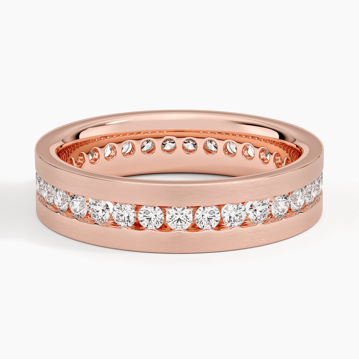 5.5 mm Channel-Set Moissanite Eternity Matte Men’s Wedding Band