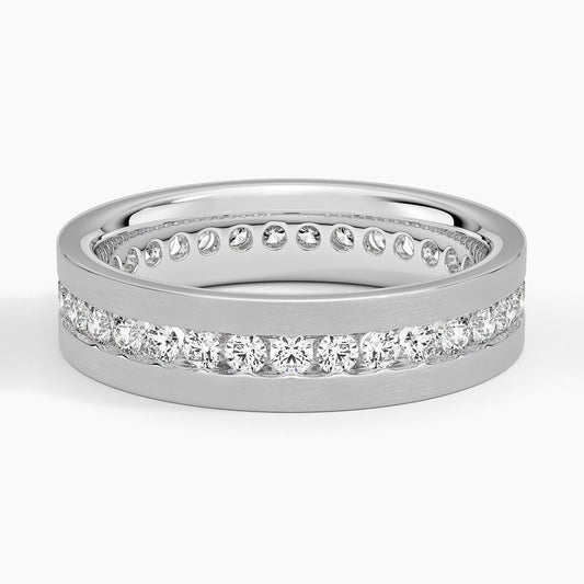 5.5 mm Channel-Set Moissanite Eternity Matte Men’s Wedding Band