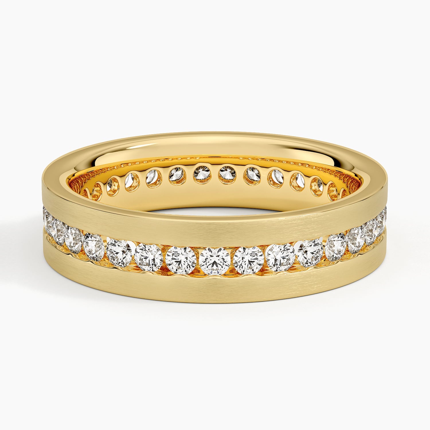 5.5 mm Channel-Set Moissanite Eternity Matte Men’s Wedding Band