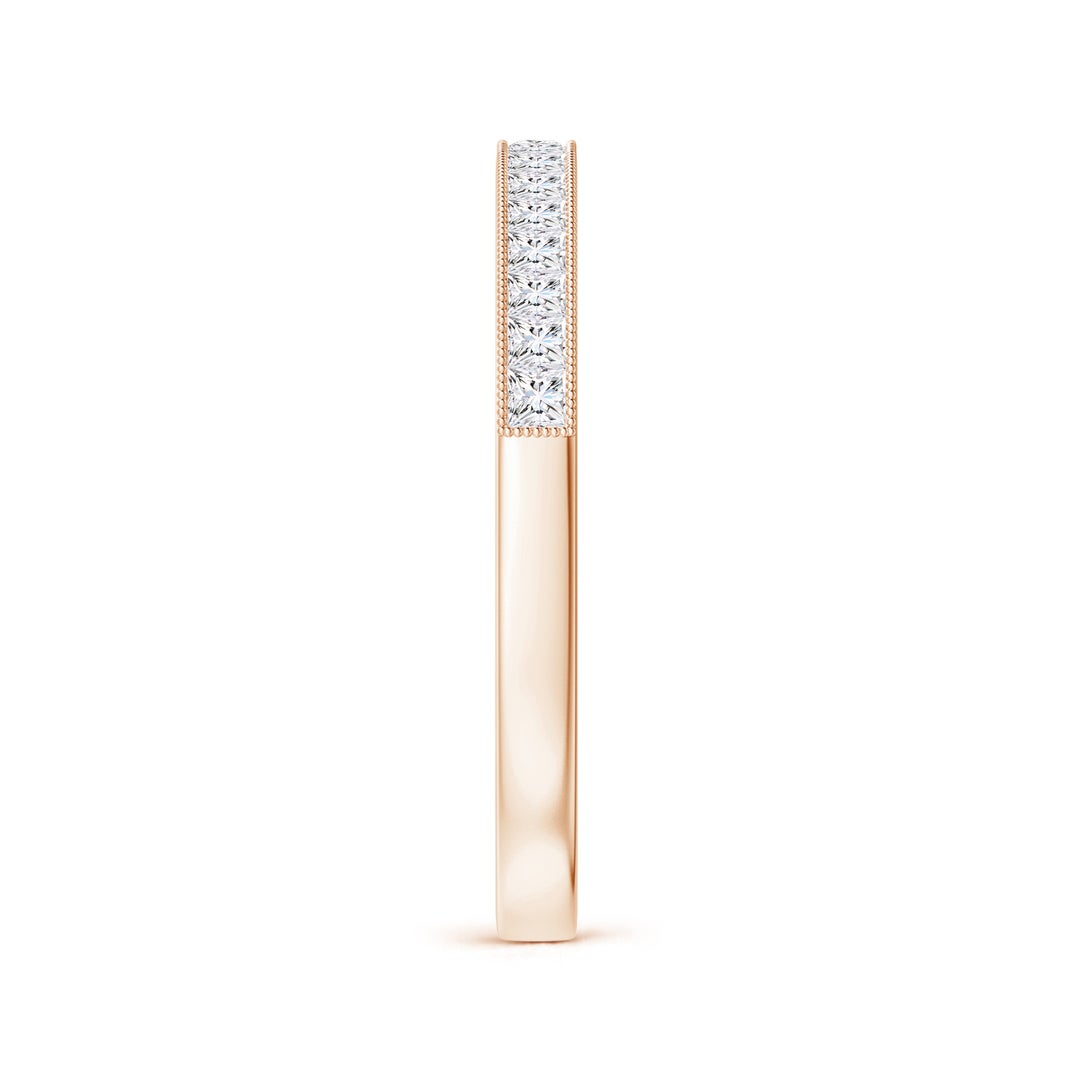 Channel-Set Princess Cut Moissanite with Milgrain Eternity Wedding Band