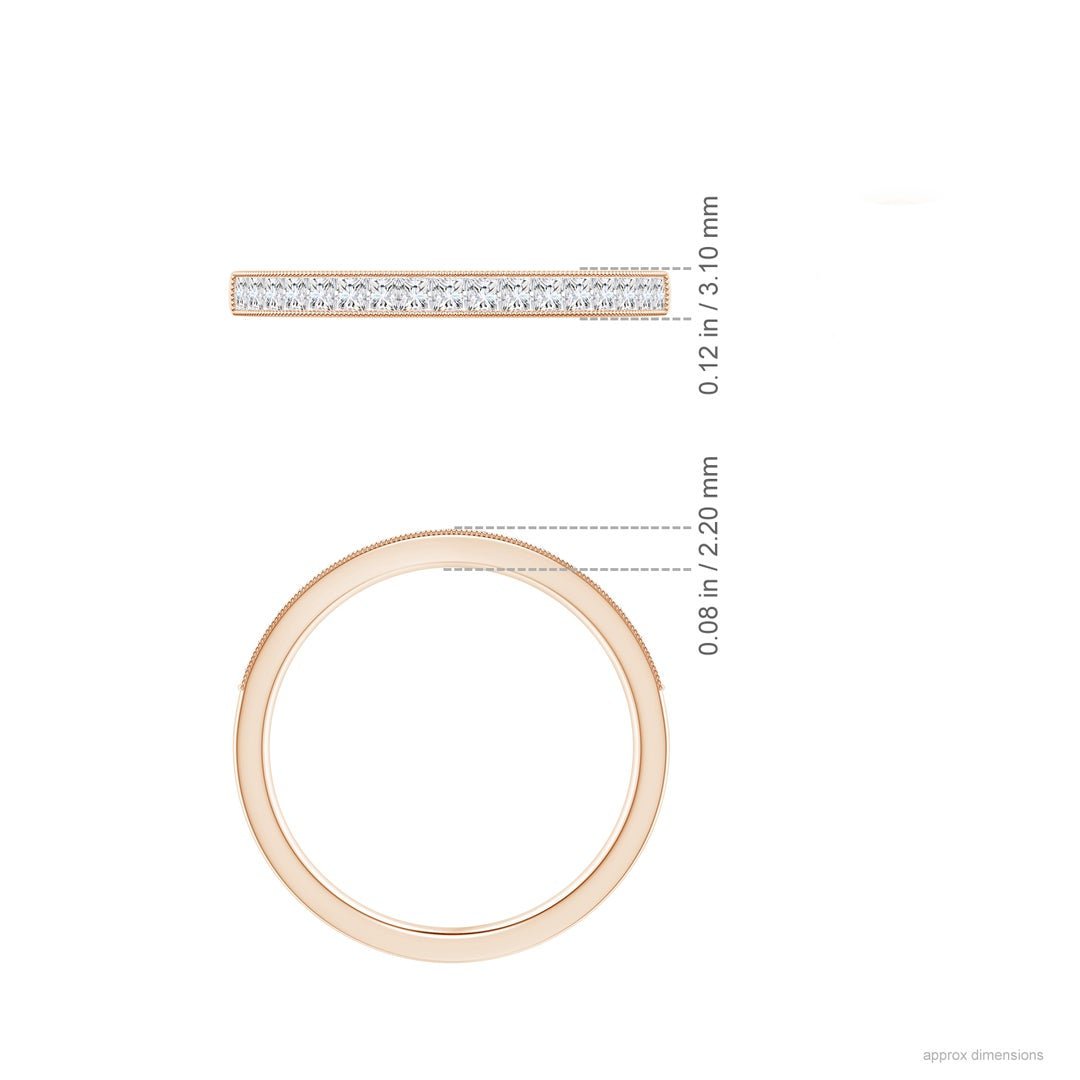 Channel-Set Princess Cut Moissanite with Milgrain Eternity Wedding Band
