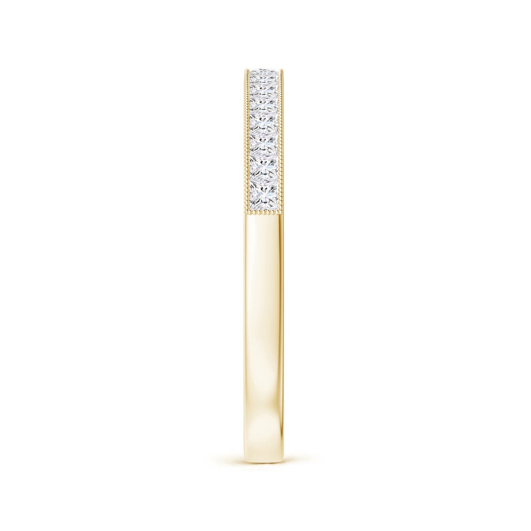 Channel-Set Princess Cut Moissanite with Milgrain Eternity Wedding Band