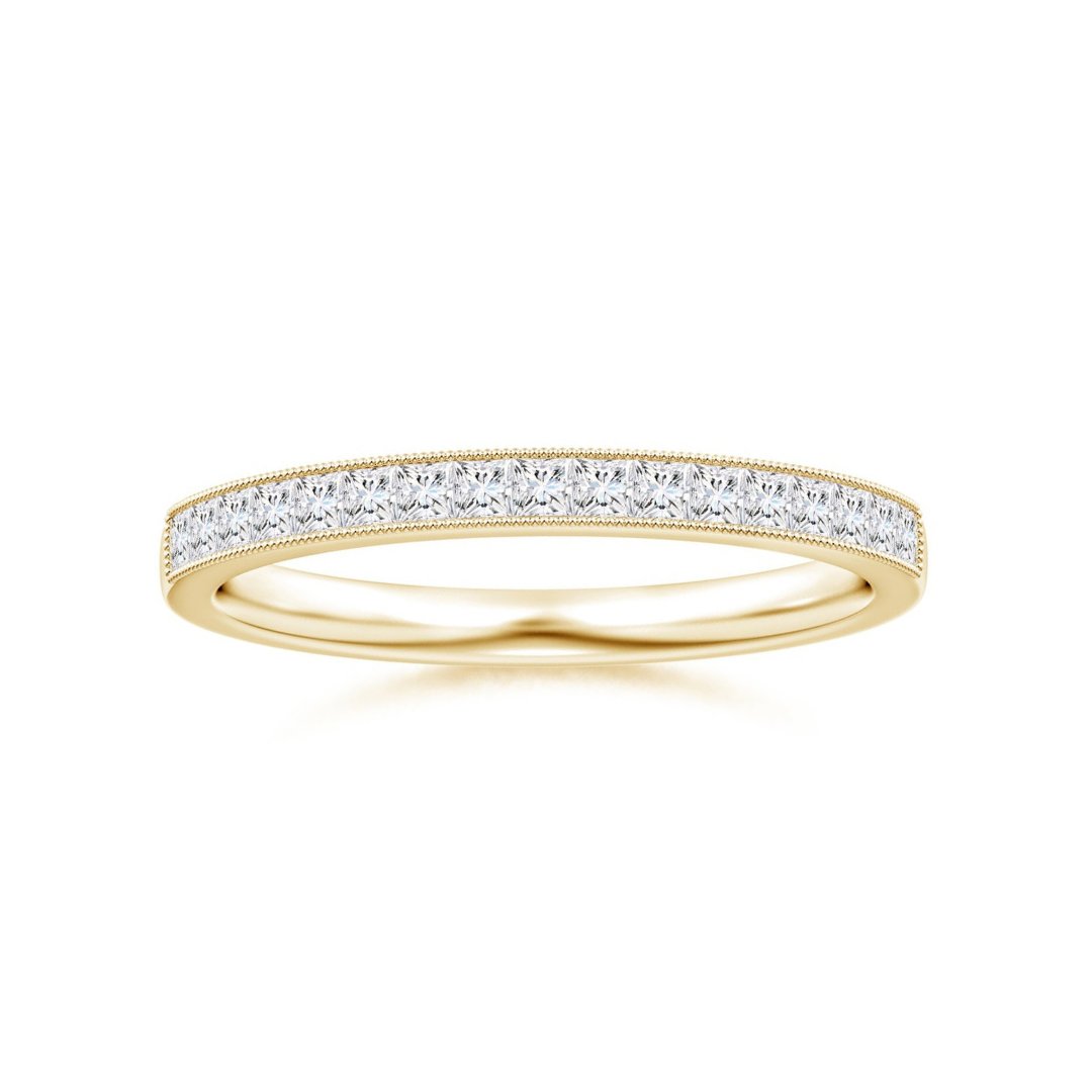 Channel-Set Princess Cut Moissanite with Milgrain Eternity Wedding Band