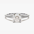 Load image into Gallery viewer, Cathedral Round Cut Moissanite Engagement Ring with Channel Set

