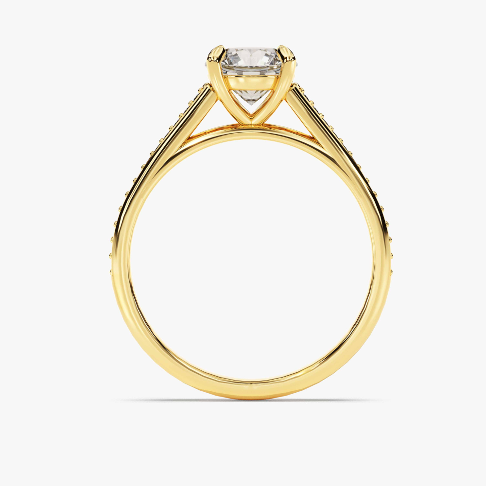 Cathedral Round Cut Moissanite Engagement Ring with Channel Set