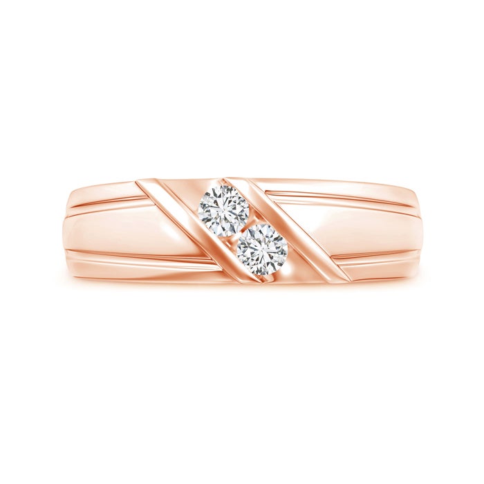 Channel Setting Diagonal Two Round Moissanite Men's Wedding Band-4.5 mm