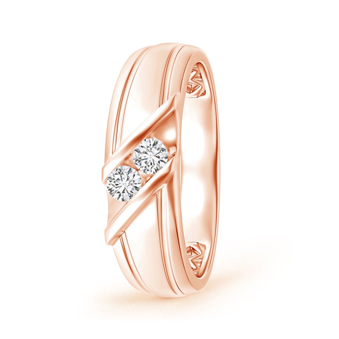 Channel Setting Diagonal Two Round Moissanite Men's Wedding Band-4.5 mm