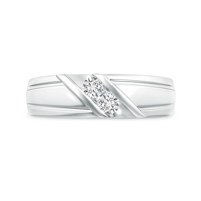 Channel Setting Diagonal Two Round Moissanite Men's Wedding Band-4.5 mm