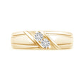 Channel Setting Diagonal Two Round Moissanite Men's Wedding Band-4.5 mm