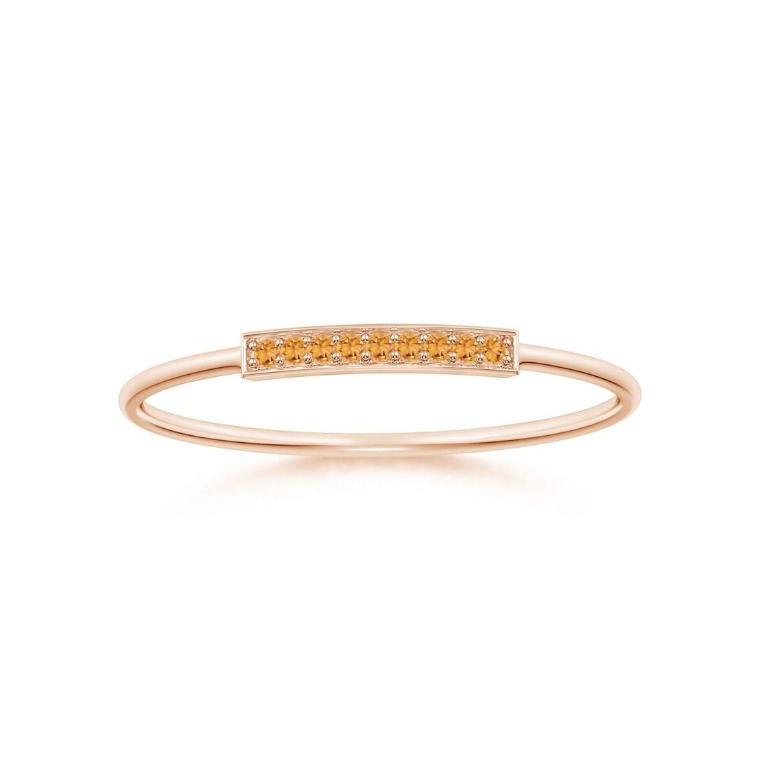 Citrine Pavé Bar Stackable Band–1.2 mm