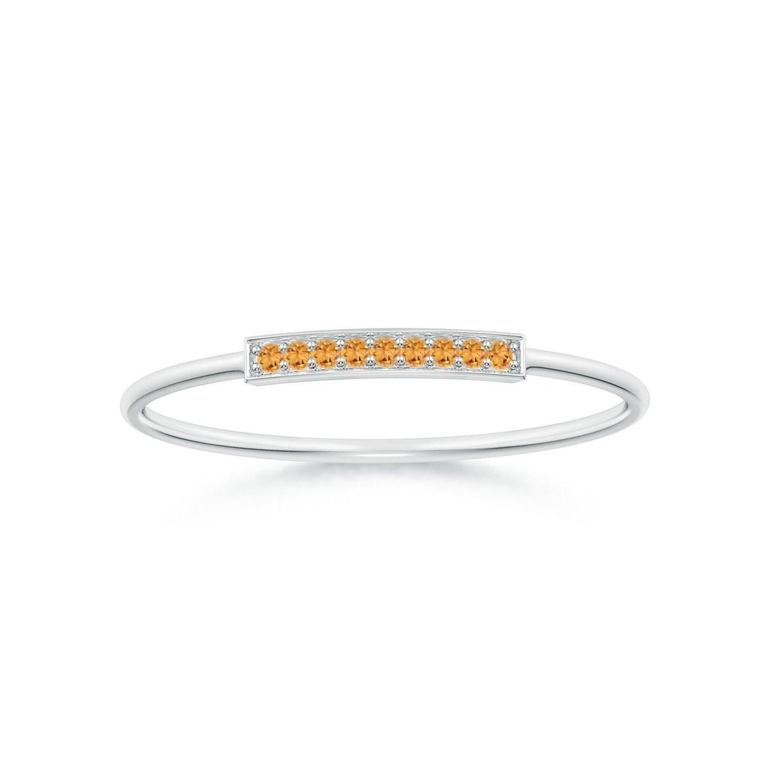 Citrine Pavé Bar Stackable Band–1.2 mm