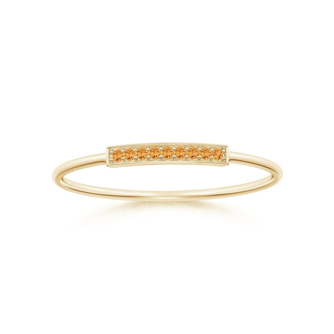 Citrine Pavé Bar Stackable Band–1.2 mm