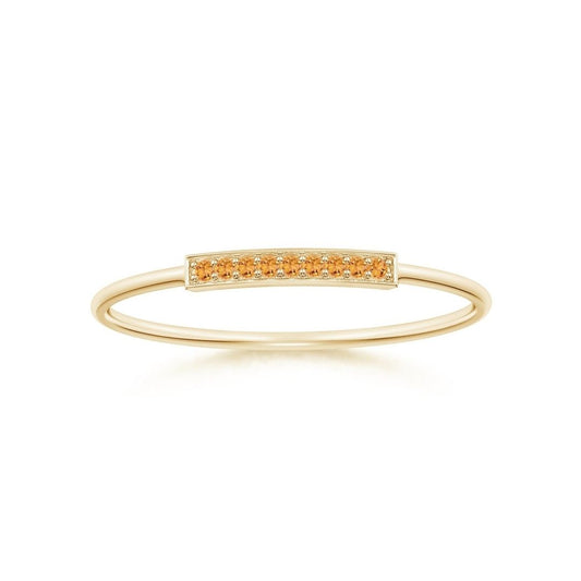 Citrine Pavé Bar Stackable Band–1.2 mm