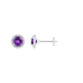 Classic Amethyst Halo with Moissanite Stud Earrings