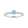 Classic Round Aquamarine Solitaire with Moissanite Band Promise Ring