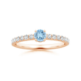 Classic Round Aquamarine Solitaire with Moissanite Band Promise Ring