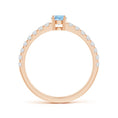 Classic Round Aquamarine Solitaire with Moissanite Band Promise Ring