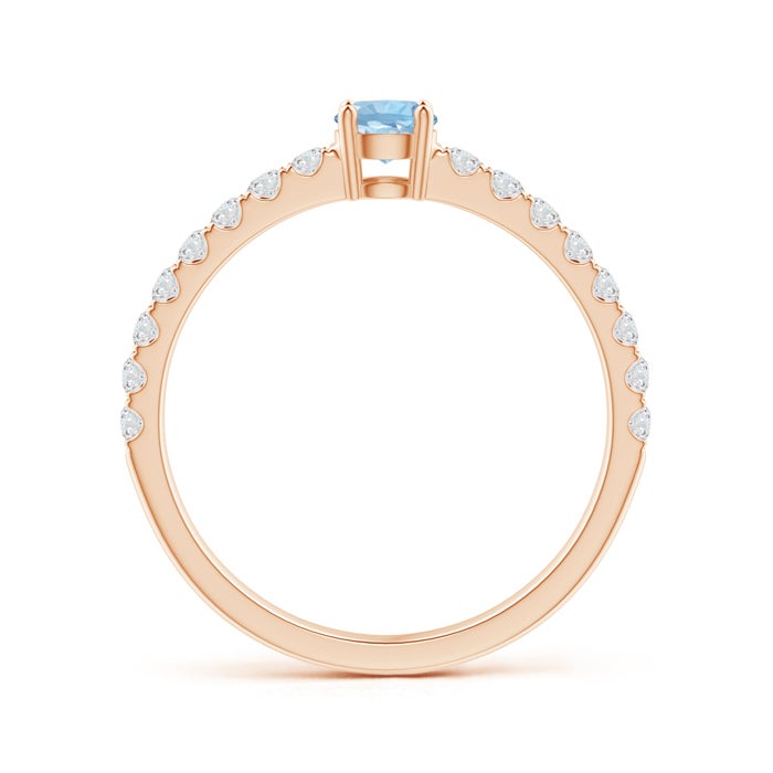 Classic Round Aquamarine Solitaire with Moissanite Band Promise Ring