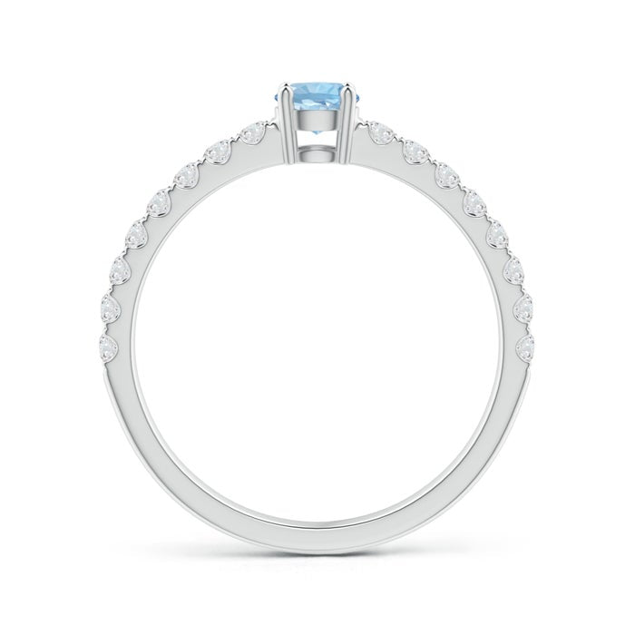 Classic Round Aquamarine Solitaire with Moissanite Band Promise Ring