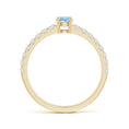 Classic Round Aquamarine Solitaire with Moissanite Band Promise Ring