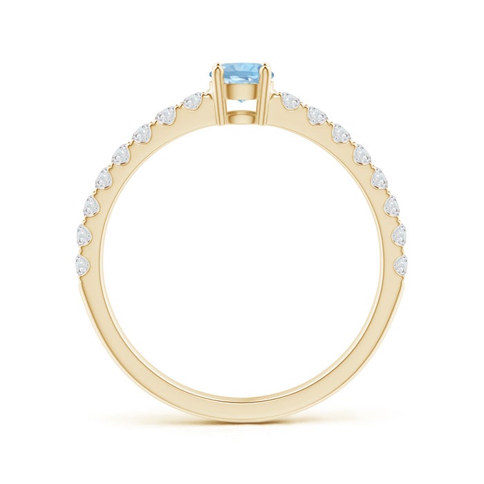 Classic Round Aquamarine Solitaire with Moissanite Band Promise Ring