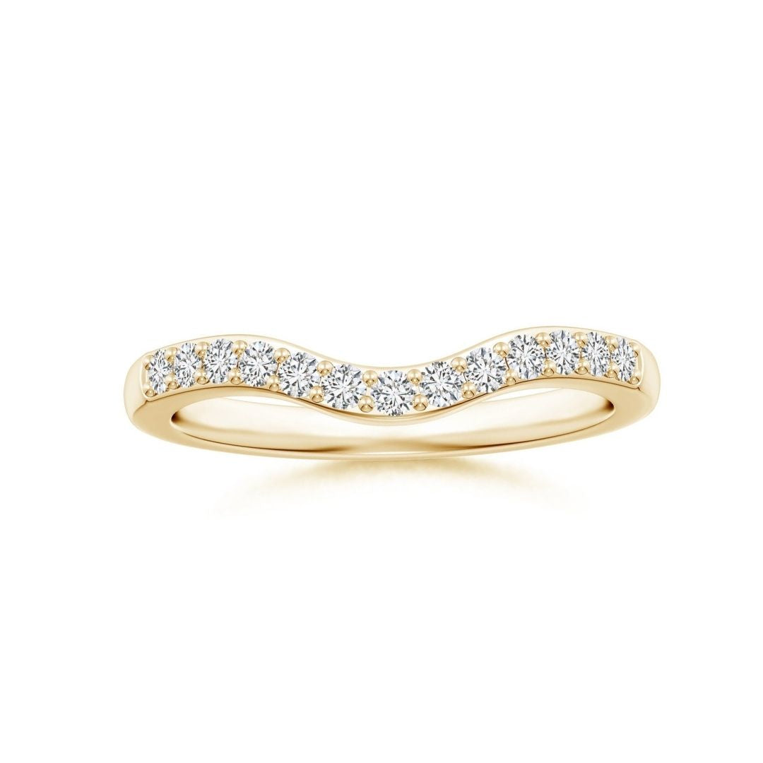 Classic Contoured Half Eternity Round Moissanite Wedding Ring-2.0 mm