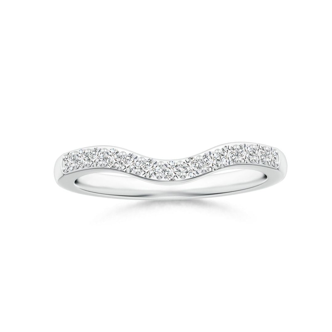 Classic Contoured Half Eternity Round Moissanite Wedding Ring-2.0 mm