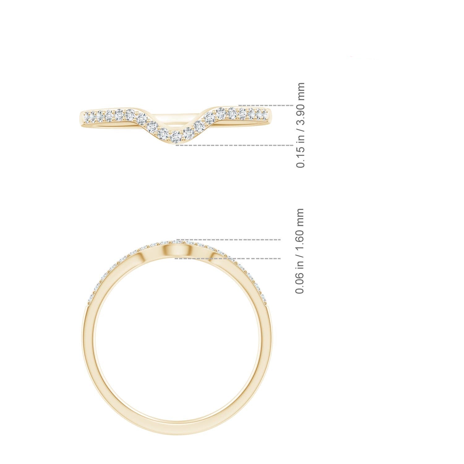 Classic Curved Moissanite Half Eternity Wedding Band -1.8mm