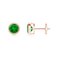 Classic Lab-Created Emerald Bezel-Set Stud Earrings