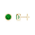 Classic Lab-Created Emerald Bezel-Set Stud Earrings