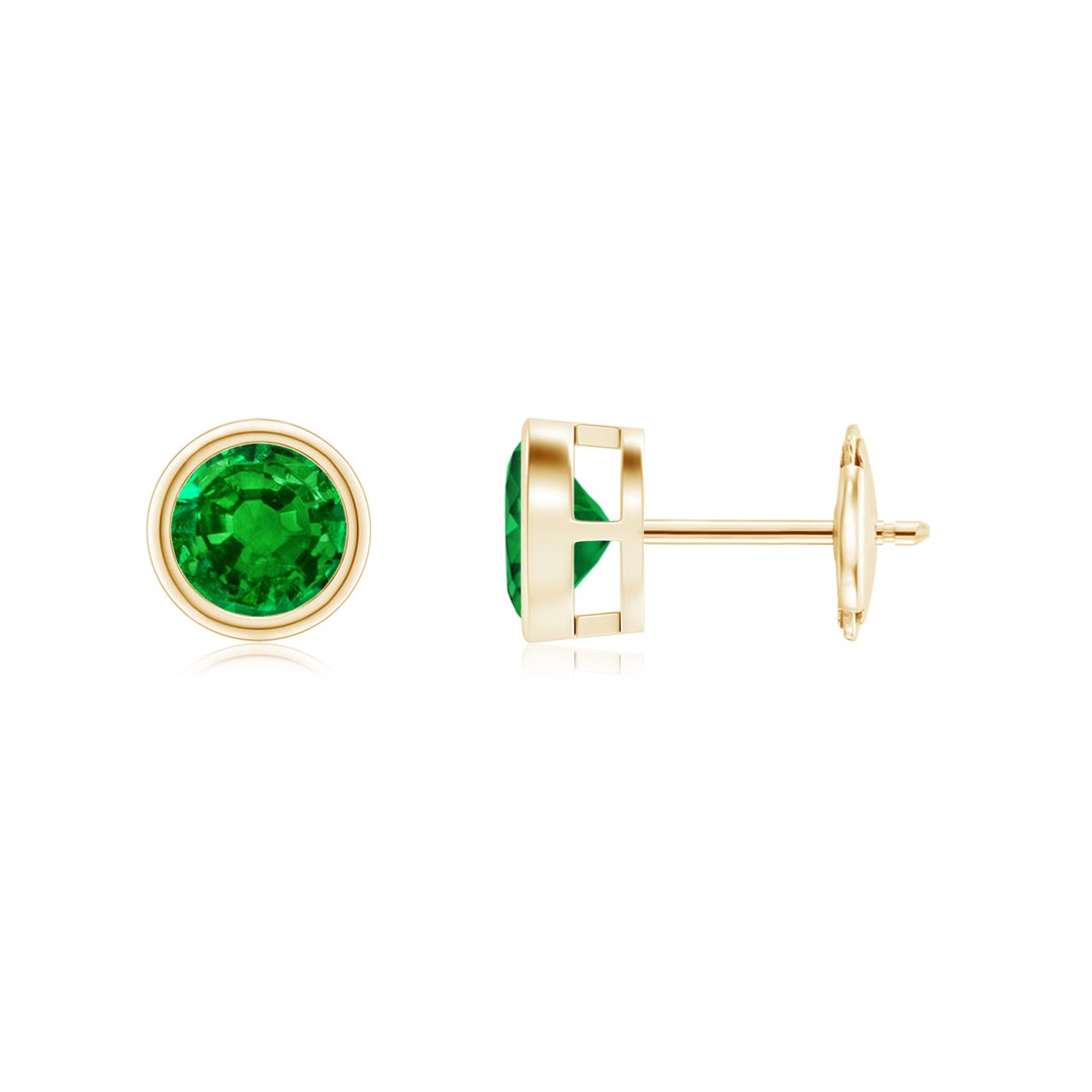 Classic Lab-Created Emerald Bezel-Set Stud Earrings