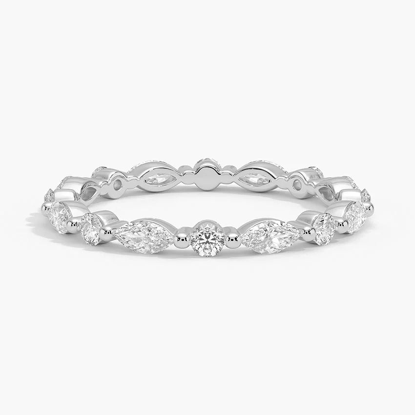 Classic Marquise–Round Moissanite Eternity Wedding Band