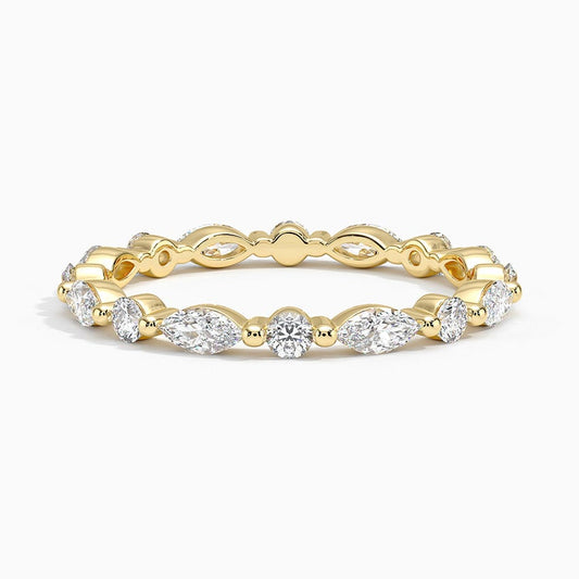 Classic Marquise–Round Moissanite Eternity Wedding Band