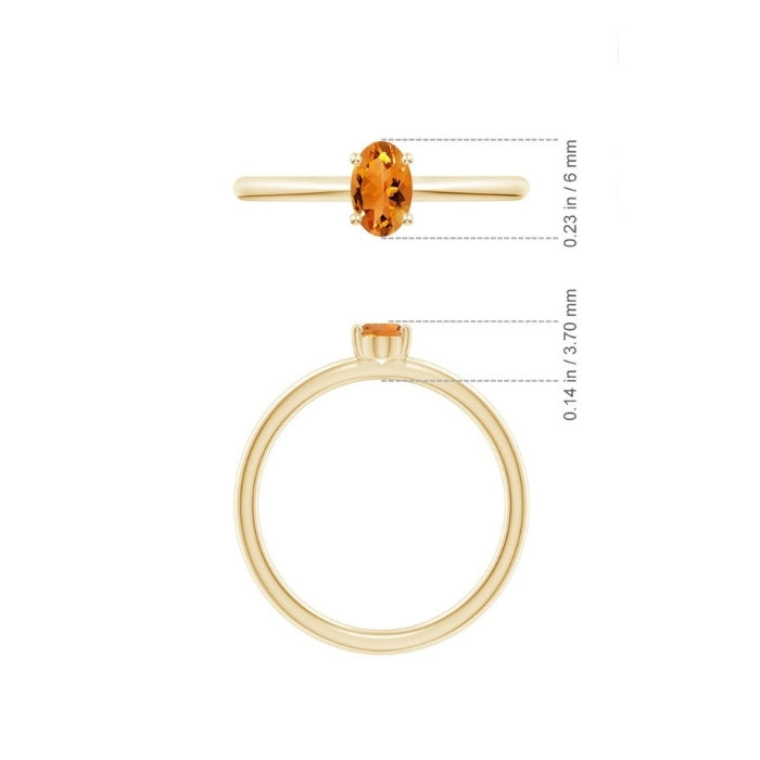 Classic Oval Citrine Solitaire Promise Ring-1.5 mm