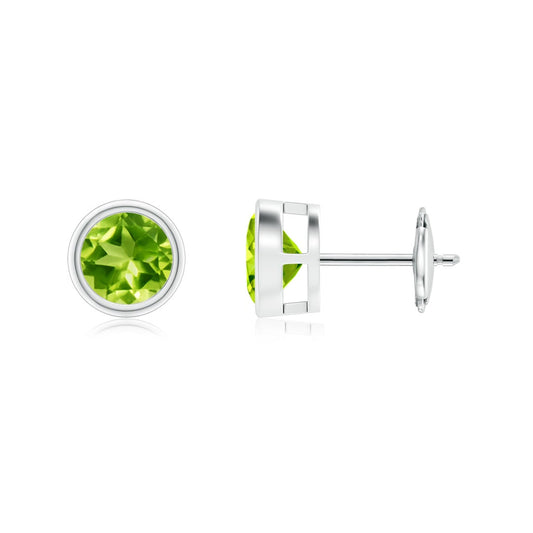 Classic Peridot Bezel-Set Stud Earrings