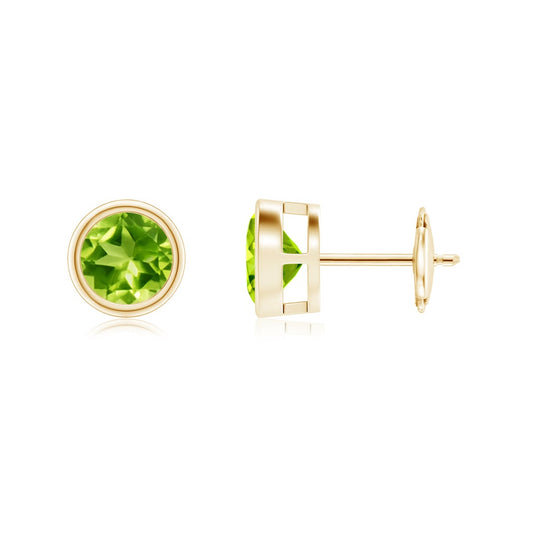 Classic Peridot Bezel-Set Stud Earrings