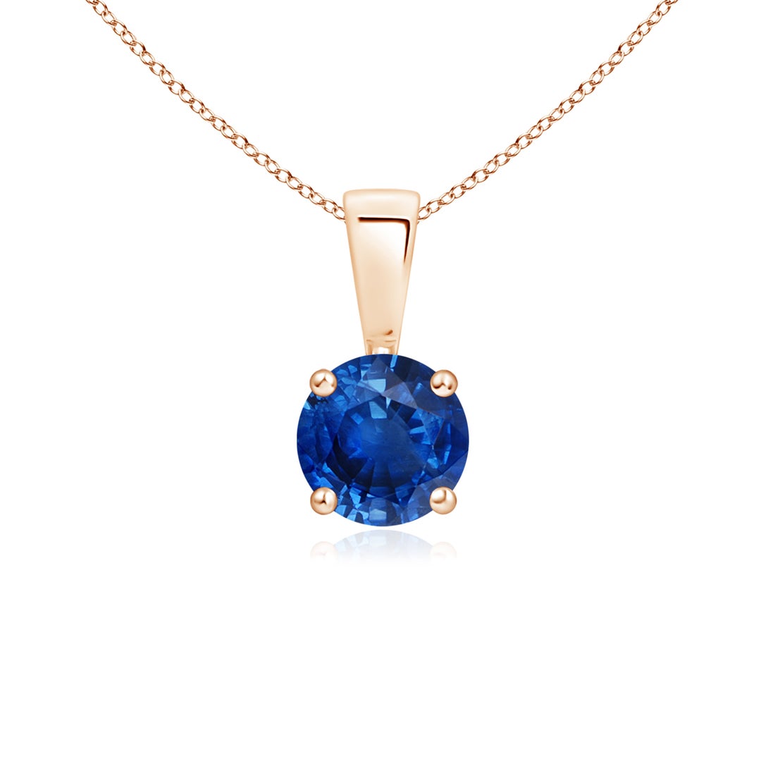 Classic Prong-Set Round Lab-Grown Blue Sapphire Solitaire Pendant Necklace
