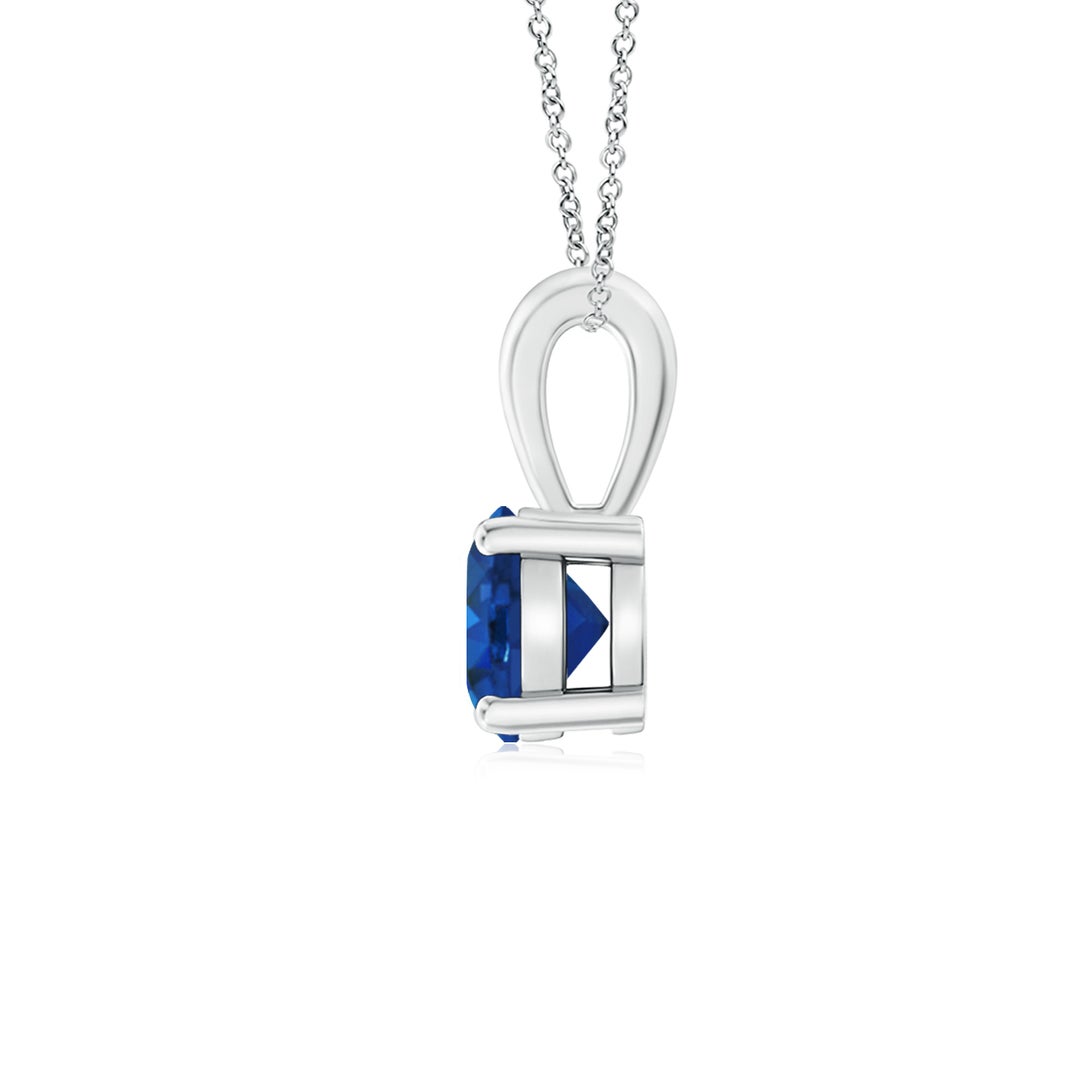 Classic Prong-Set Round Lab-Grown Blue Sapphire Solitaire Pendant Necklace