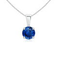 Classic Prong-Set Round Lab-Grown Blue Sapphire Solitaire Pendant Necklace