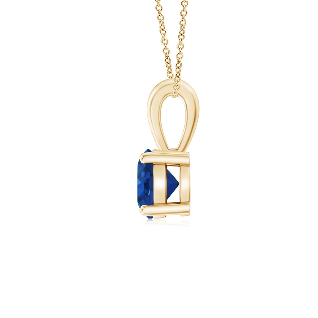Classic Prong-Set Round Lab-Grown Blue Sapphire Solitaire Pendant Necklace