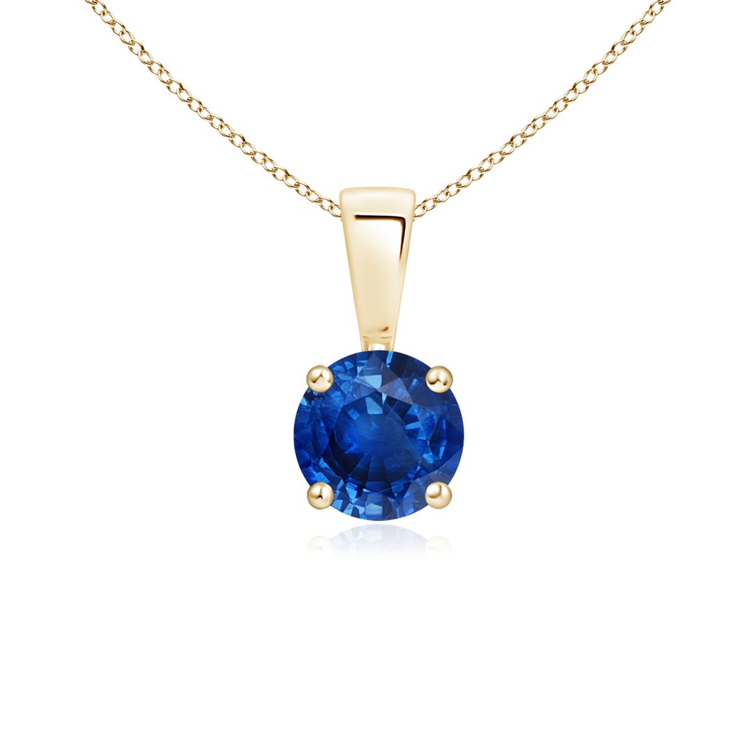 Classic Prong-Set Round Lab-Grown Blue Sapphire Solitaire Pendant Necklace