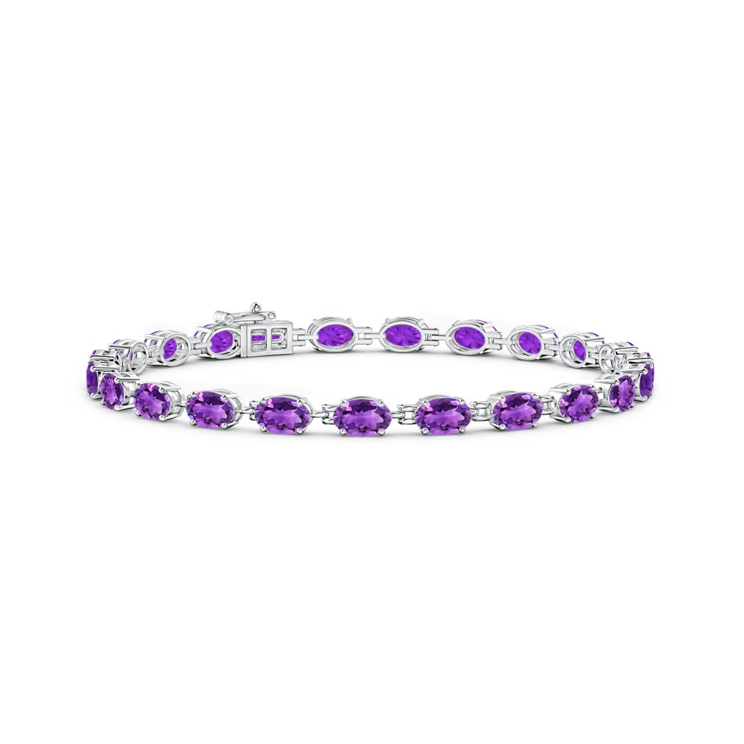 Classic Purple Oval-Cut Amethyst Tennis Bracelet