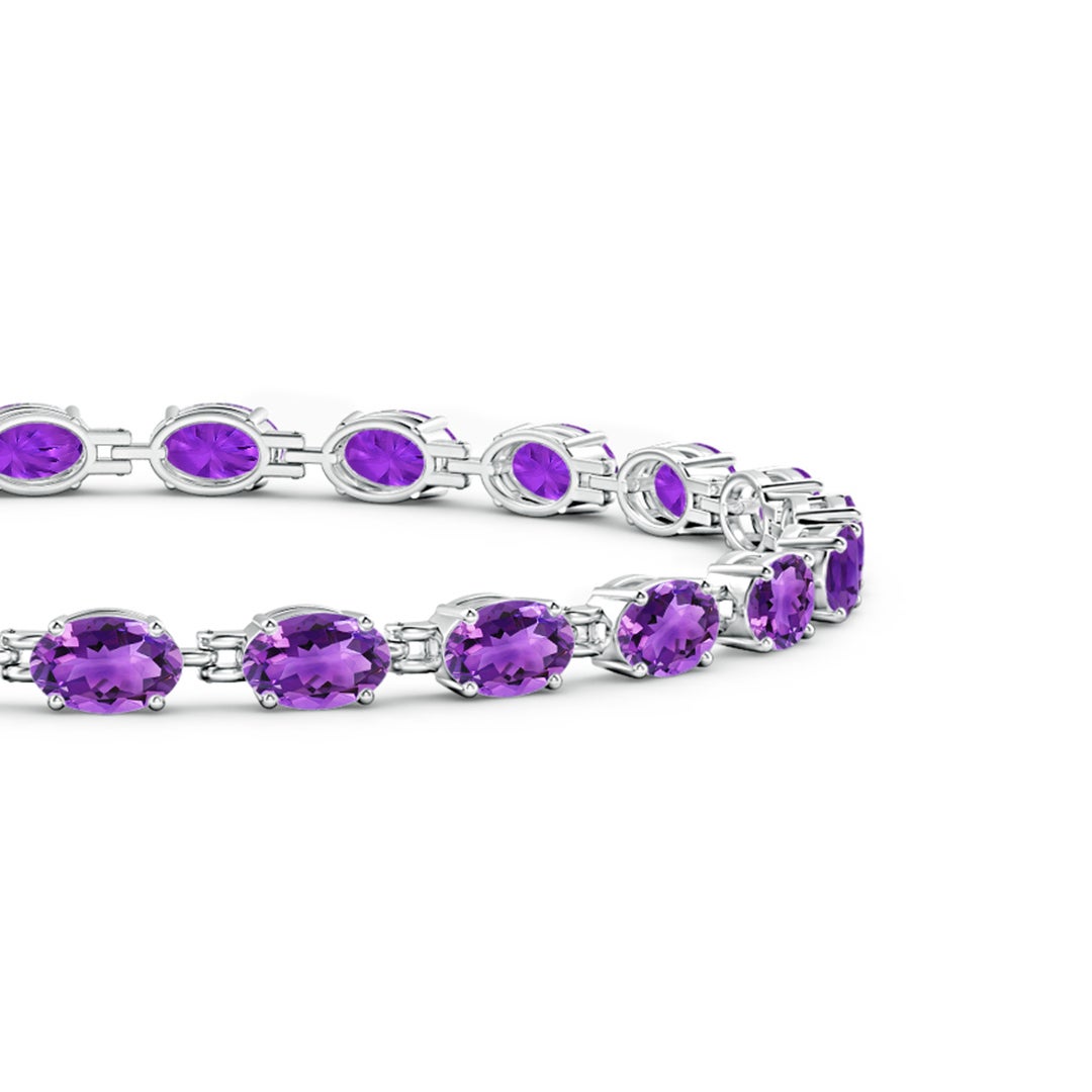 Classic Purple Oval-Cut Amethyst Tennis Bracelet
