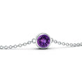 Classic Round Amethyst Bezel Chain Bracelet