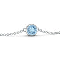 Classic Round Aquamarine Bezel Chain Bracelet