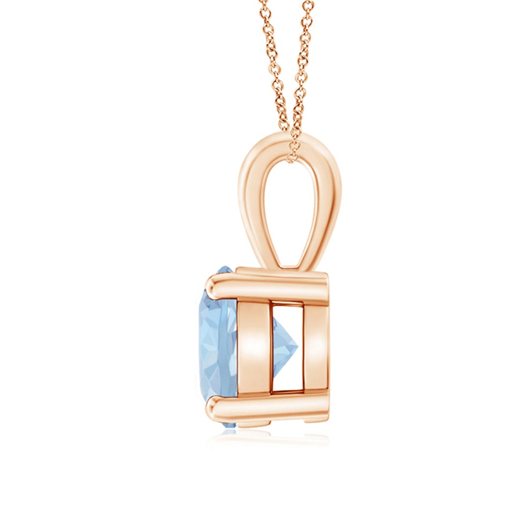 Classic Round Aquamarine Solitaire Pendant Necklace
