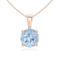 Classic Round Aquamarine Solitaire Pendant Necklace